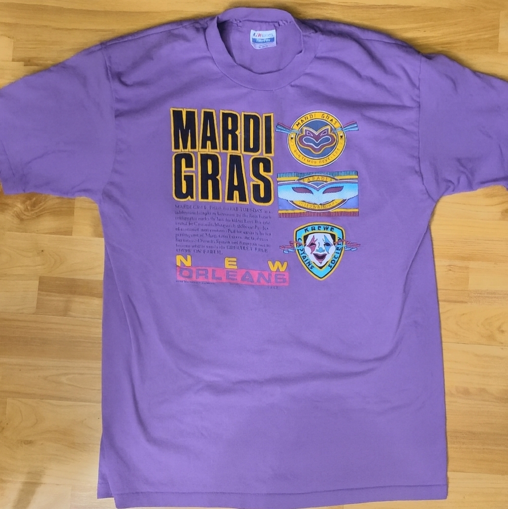 True Vintage 1988 Mardi Gras New Orleans Festival Party Tee USA Single Stitch XL
